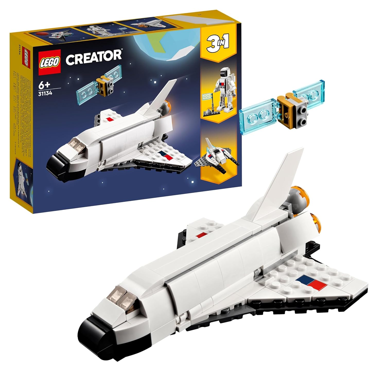 LEGO Creator Space Shuttle 31134 Building Toy Set with Astronaut and Spaceship Models