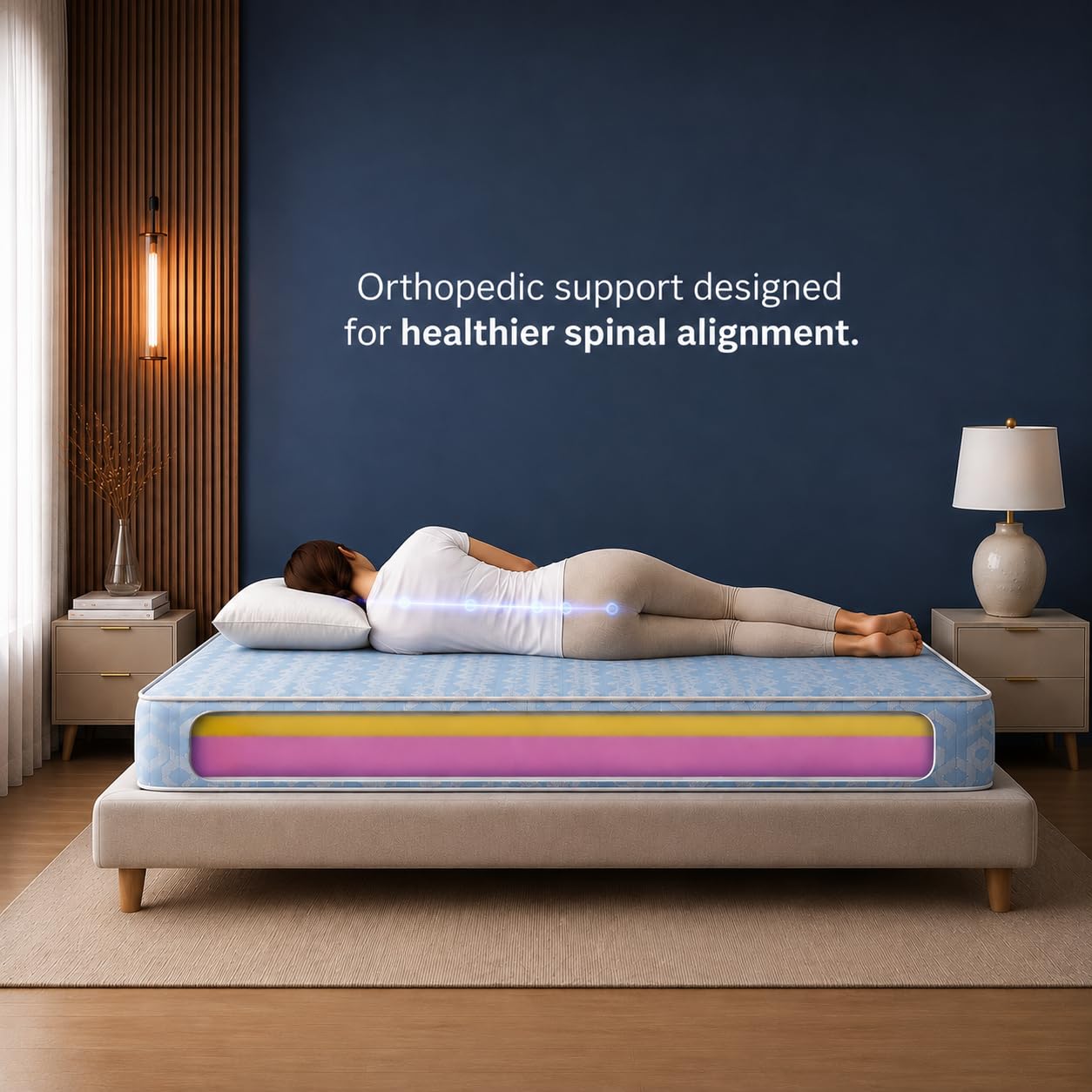 Sleepwell Ortho Mattress King Size 78×72×8 Inch | Medium Firm Orthopedic Support