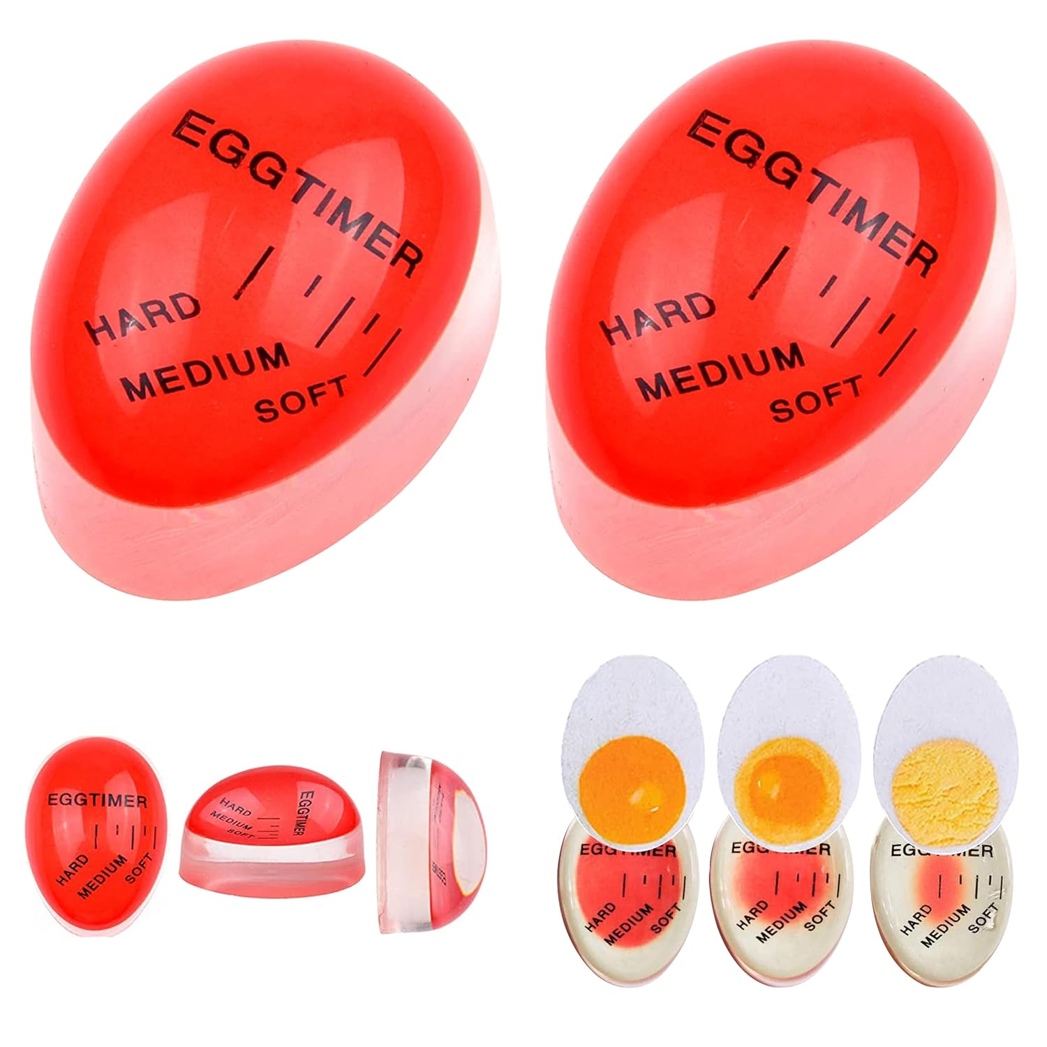 2 Pcs Egg Timer Color Changing – Boiled Egg Indicator for Soft, Medium & Hard Eggs, Heat Sensitive Kitchen Tool