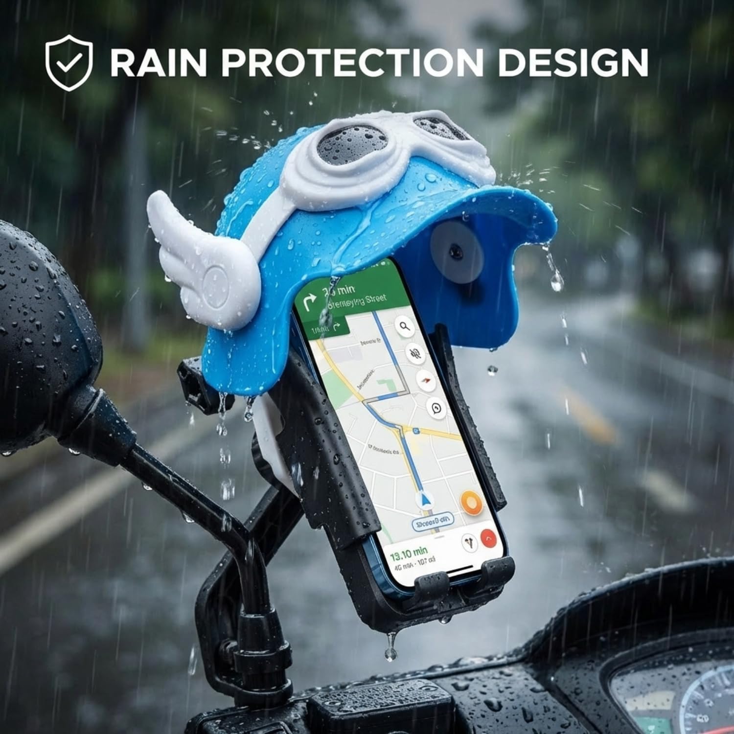 DETACHI Bike Mobile Holder – Helmet Design Waterproof Phone Mount with Adjustable Angle for Bikes & Scooters