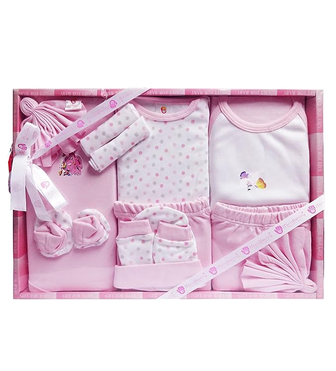 EIO Unisex Kids 13-Piece Cotton Newborn Clothing Gift Set – Baby Shower Gift Set for Boys & Girls