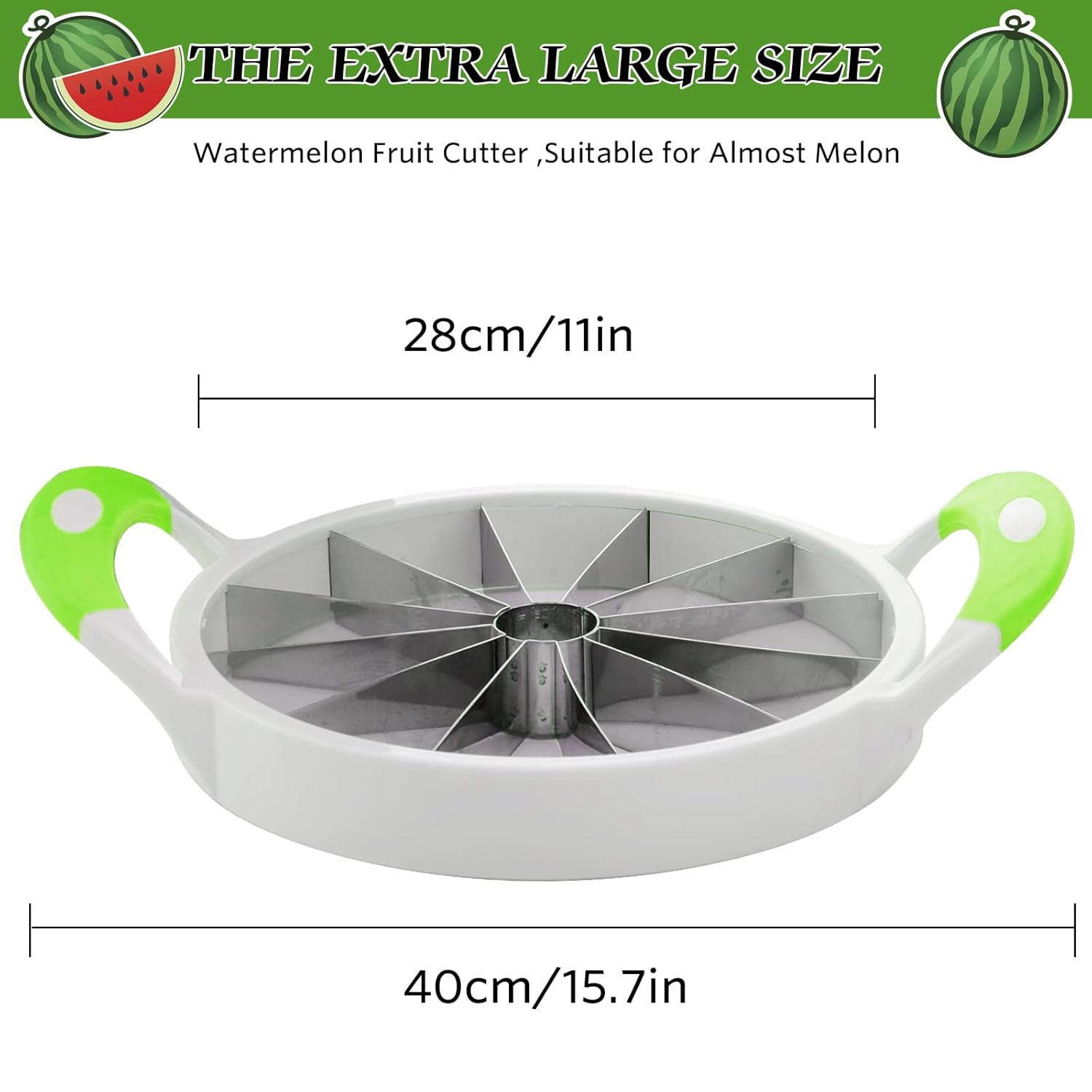 SOMOYA Extra Large Watermelon Slicer Cutter – Stainless Steel Fruit Cutting Tool with Comfortable Silicone Handle