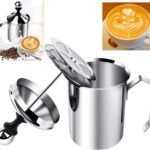Finaxo Stainless Steel Manual Milk Frother – Handheld Coffee Beater for Cappuccino, Latte & Hot/Cold Coffee (400ml)