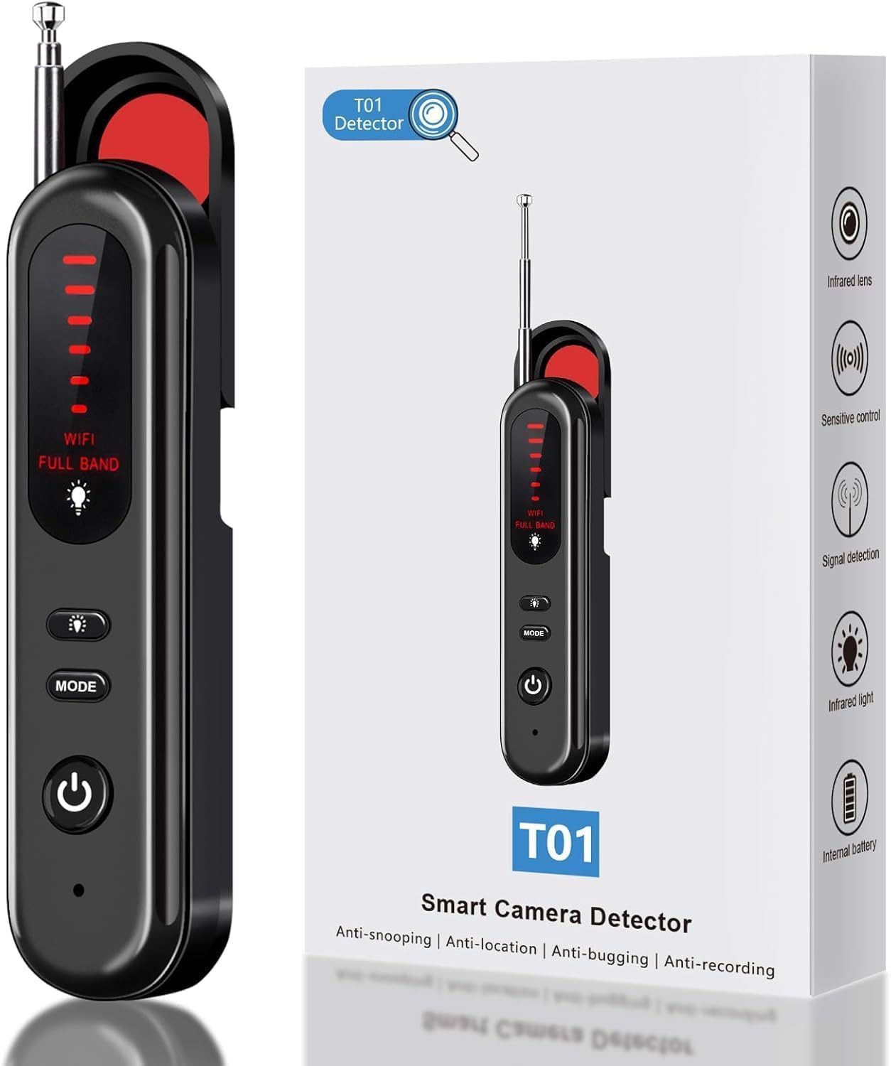 Hidden Camera Detector & Anti-Spy Device – GPS Tracker, Bug & Signal Scanner with 5 Sensitivity Levels (A3)