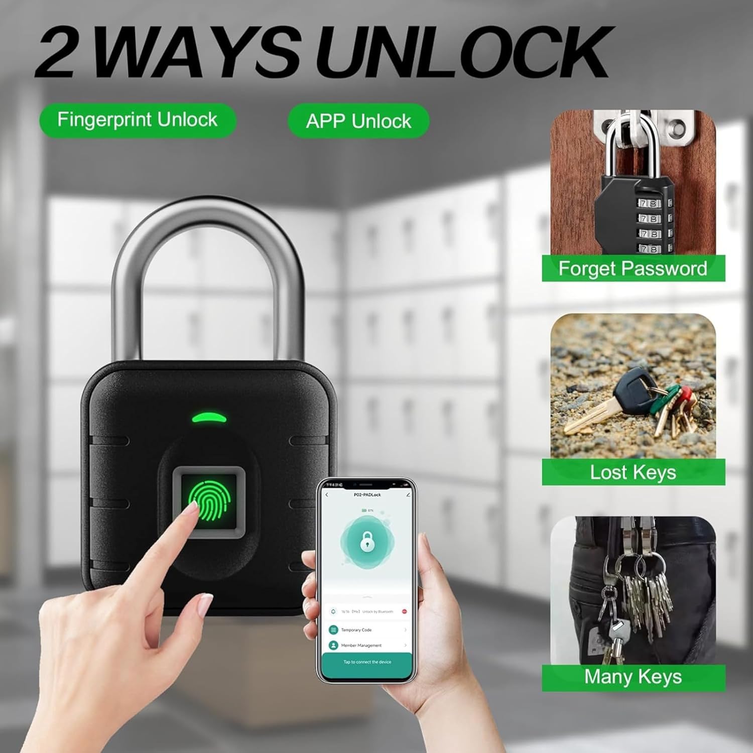 LAVNA Smart Biometric Padlock – Fingerprint & App Unlock, IP67 Waterproof Keyless Lock for Doors, Bags & Suitcases