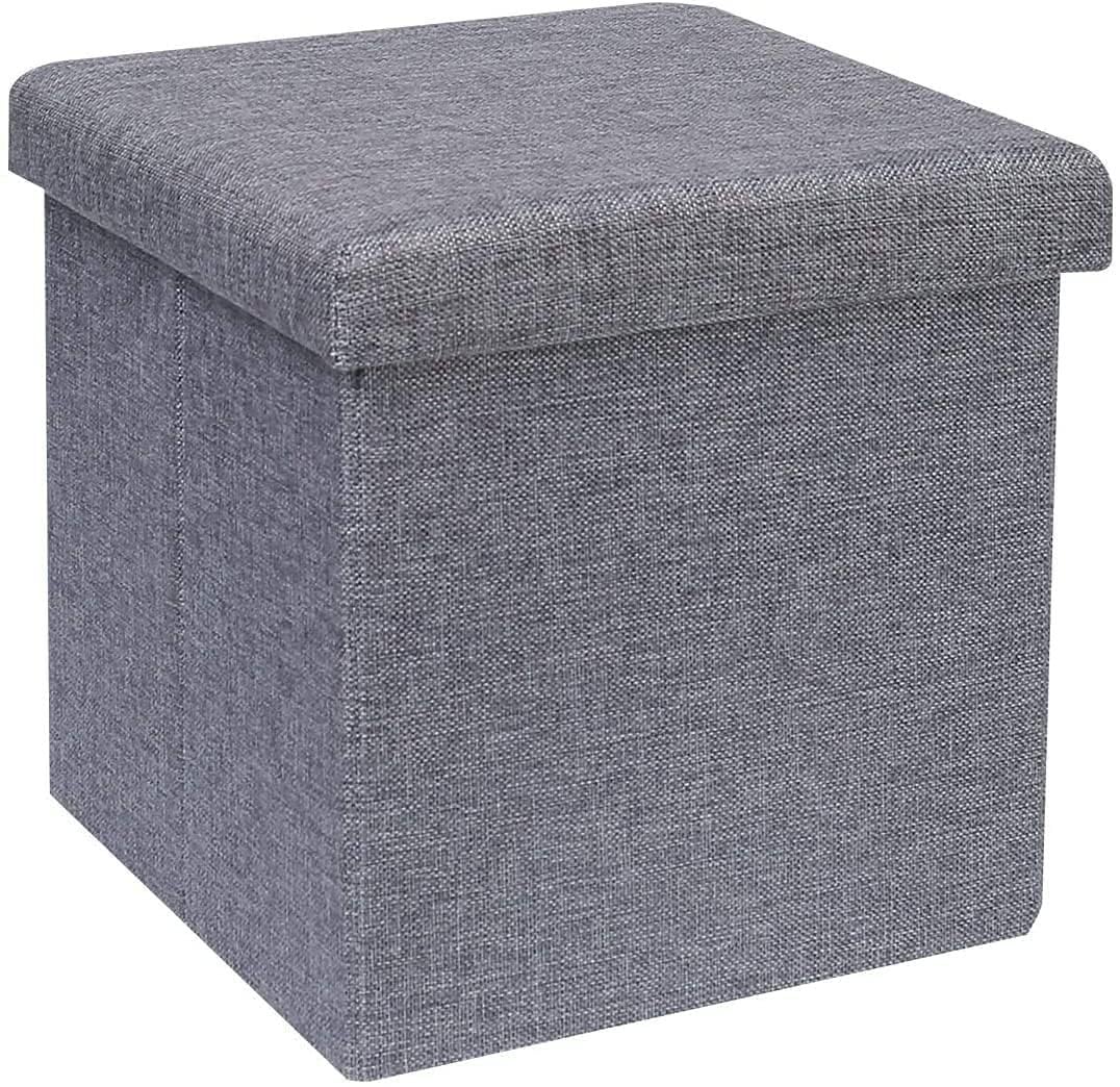 Lazer Folding Storage Ottoman Stool – Multipurpose Storage Cube, Footrest & Organizer Bench for Home