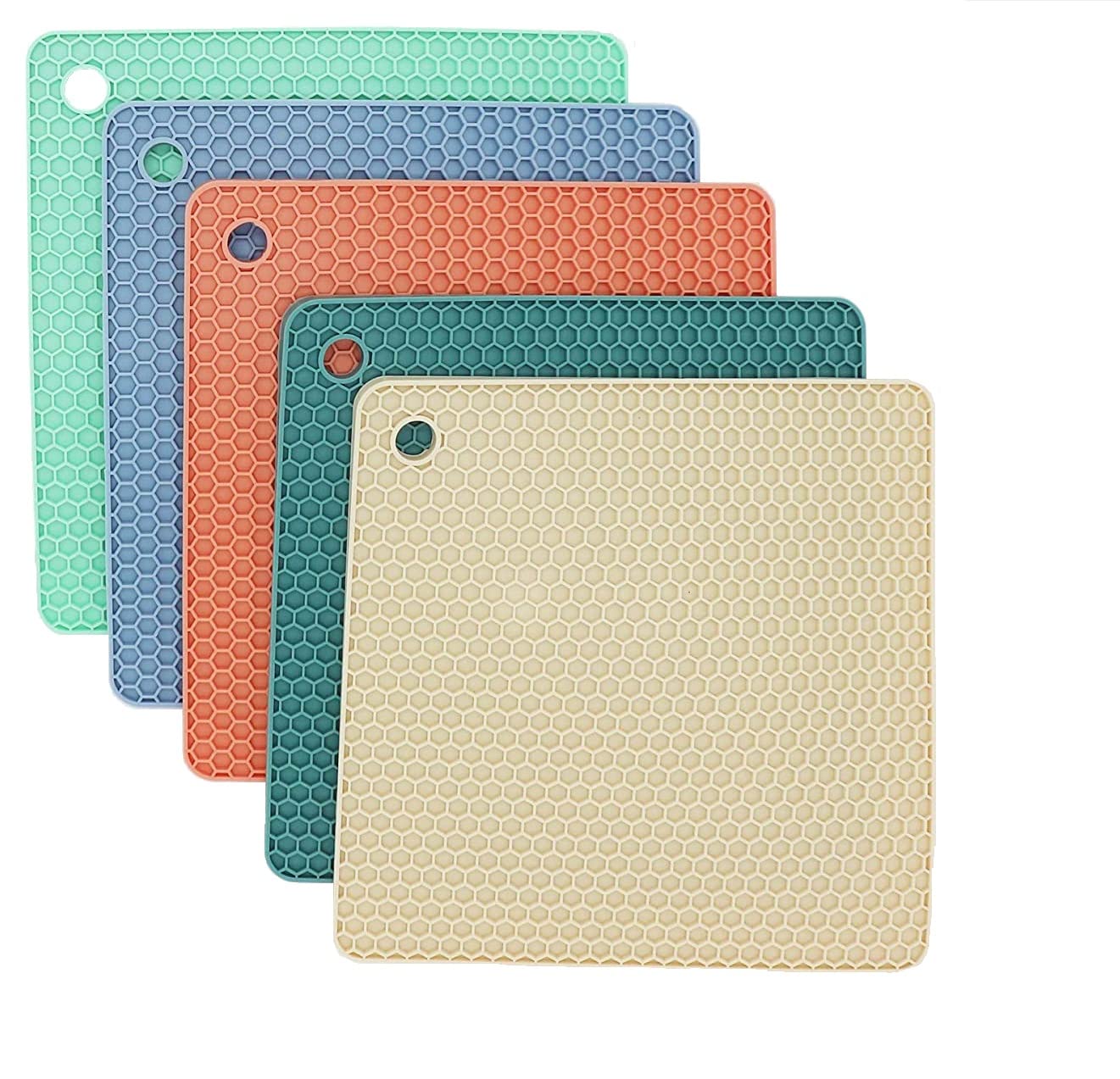 P-Plus Silicone Trivet Mats for Hot Pots & Pans – Heat Resistant Kitchen Counter Protector (Pack of 5)