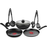 Pigeon Mio Nonstick Cookware Set – 8 Piece Aluminum Kitchen Set with Tawa, Fry Pan & Kadai