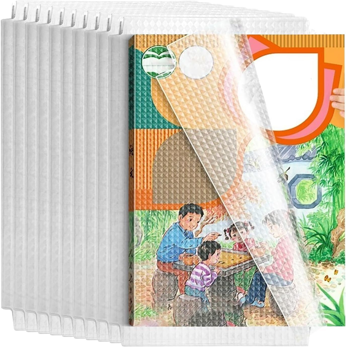 Self Adhesive Book Cover Set (30 Sheets) – Waterproof Transparent Book Cover with Diamond Pattern for School Books & Notebooks