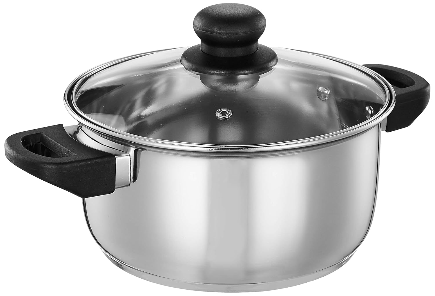 Amazon Solimo Stainless Steel Dutch Oven – 3L Induction Bottom Cooking Pot with Glass Lid