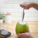 Clazkit Stainless Steel Coconut Opener Tool – Safe & Easy Green Coconut Water Opener with Rubber Grip