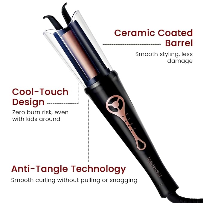 Urban Yog MakeMeeBold Automatic Hair Curler – 2-Way Curling Iron with 4 Heat Settings, Ceramic Barrel, Anti-Scald Design