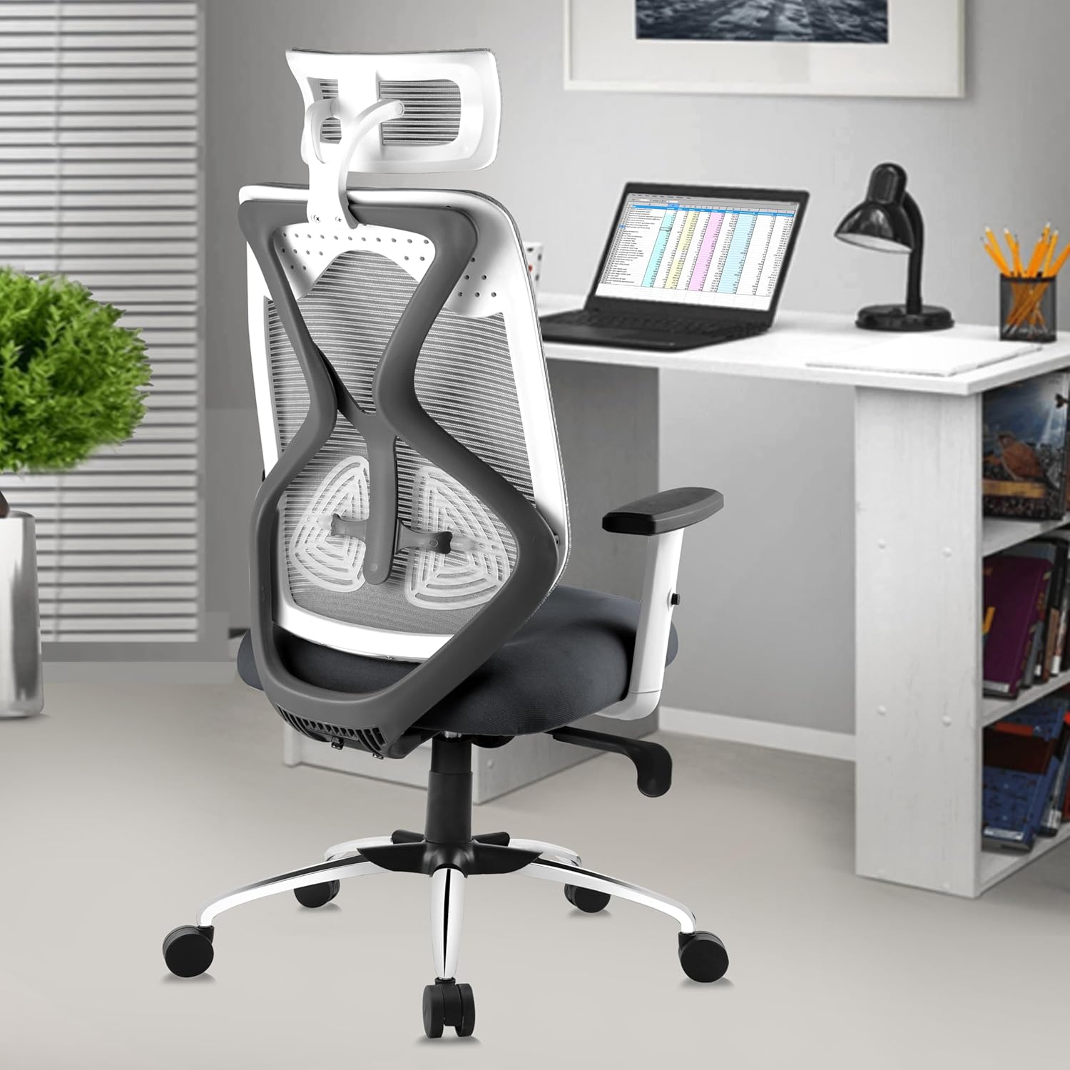 ASTRIDE Ergofit Ergonomic Office Chair – Adjustable Headrest, Lumbar Support, 2D Armrests, Tilt Lock & Heavy Duty Metal Base