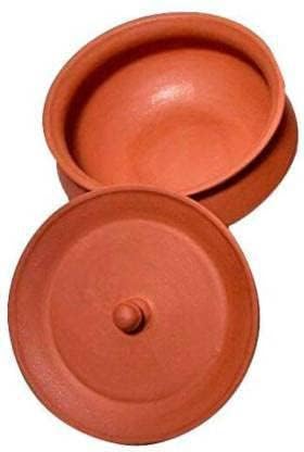Clay Handi with Lid for Cooking – Terracotta Pot for Curry, Rice & Dahi (0.5L)