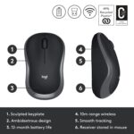 Logitech M186 Wireless Mouse – 2.4GHz, 1000 DPI, Ambidextrous & Long Battery Life