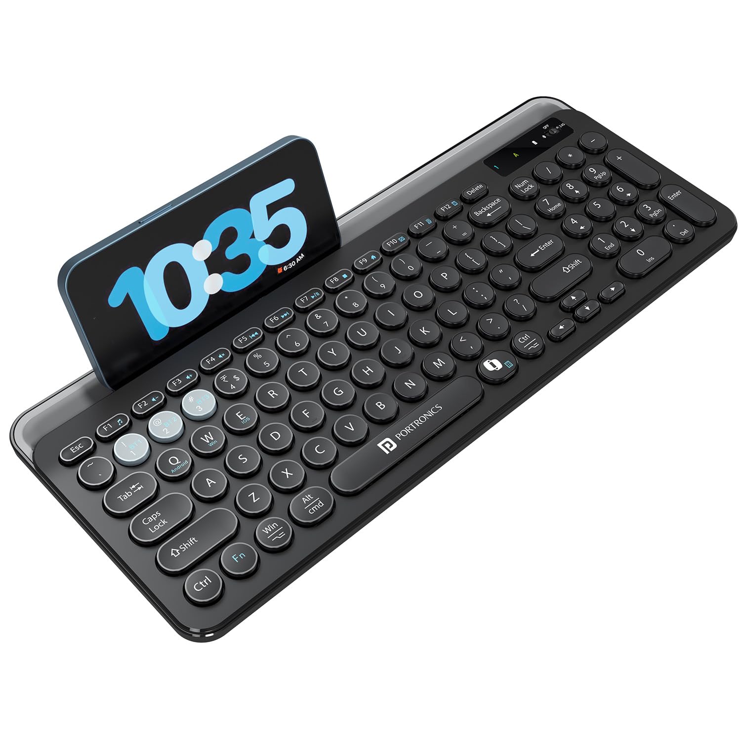 Portronics Bubble 3.0 Wireless Keyboard – Bluetooth + 2.4GHz Rechargeable Multi-Device Keyboard with Numpad